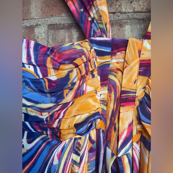 Line & Dot Silk Maxi Grecian Drape Dress🖤 - Picture 6 of 11